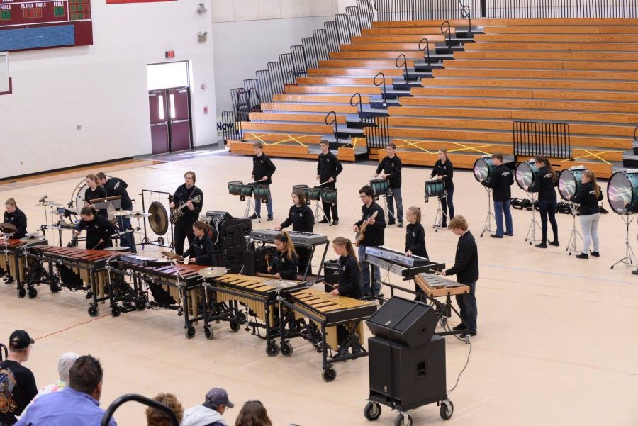The Stephenville Indoor Drumline prepares for a competition.