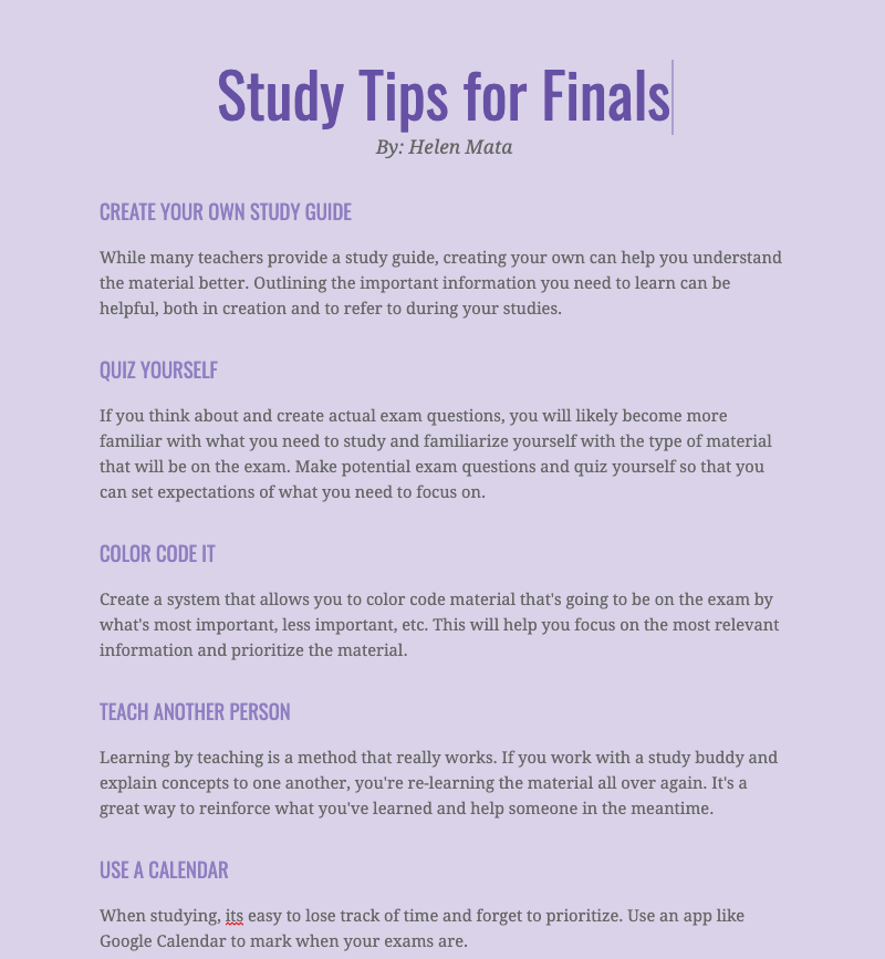 Study Tips for Finals