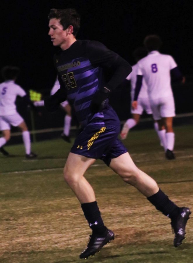 Soccer player Paden Benham, defender, incurs an injury while playing against Kennedale.