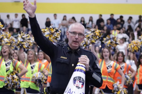 Chief of Police gives the motivational speech at the 
Construction Pep Rally.