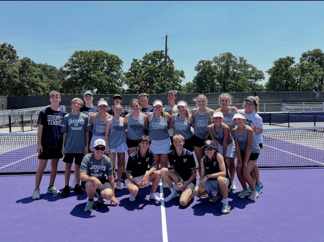 (From L to R) The SHS varsity tennis team

The Varsity Yellow Jacket tennis team  practices for region match.